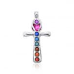 New Cross Cage Pendant Love Wish Pearls Hollow 7 Color Chakra Locket for Women's Gift