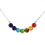 7 Chakra Gemstone Bar Necklace Yoga Necklace Meditation Chain Necklace Reiki Jewelry