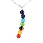 Seven Chakra Healing Stones Beads Pendant Necklace Chain Jewelry 17 inch