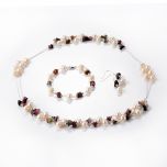 Multicolor Tourmaline Pearl Necklace Bracelet Earring 3 Piece Set Fabulous Everyday Jewelry