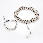 Women's Knotted Freshwater Cultured Pearls Leather Necklace and Bracelet Jewelry Set