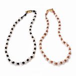 Classic Hand-knotted White Freshwater Pearl Beads on Leather Necklace for Women