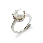 8.5-9mm Freshwater Pearl Crown 925 Silver Wedding Ring Jewelry