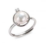 8-9mm White Bread Pearl 925 Silver Women Fashion Fine Jewelry Engagement Rings