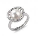 Adjustable White Freshwater Pearl Rings 925 Sterling Silver for Wedding Party Jewelry