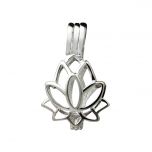 Elegant Lotus Flower Cage 925 Sterling Silver Love Wish Pearl Pendant