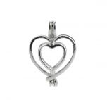 Double Love Heart Cage 925 Sterling Silver Love Wish Pearl Pendant 
