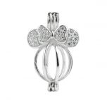 Bowknot Cage Love Wish Pearl 925 Sterling Silver Pendant Lockets
