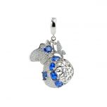 Delicate Gift 925 Sterling Silver Blue Zircon Wishing Pearl Cage Pendant 