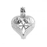 Angel Wing Heart Pearl Cage Pendant 925 Sterling Silver
