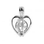 Kissing Lovers Heart Pearl Cage Pendant setting 925 Sterling Silver