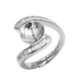 Adjustable size Elegant 925 Sterling Silver Bypass Ring Setting for Women Gift Set