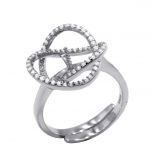 925 Silver Ring Setting in curve design with cubic zirconia adjustable size