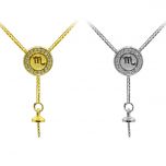 925 Sterling Silver Clavicular Chain Necklace Accessory/Fitting with Zircon Scorpio Zodiac Sign Pendant