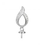 Delicate 925 Silver Cubic Zirconia Pendant Setting with Blank Pearl Peg for 9-12mm