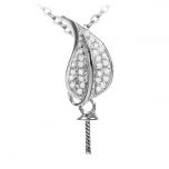 925 Silver Leaf Shape Dangling Pendant Setting Necklace Jewelry Sets/finding/mounting