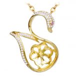 DIY Jewelry Ornament 925 Silver Zircon Cute Swan Pearl Pendant Mounting/Accessories