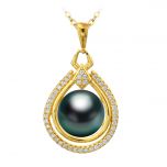 Oval Shape Inlaid with Zircon 925 Silver Dangling Pendant Setting /Finding / Mounting without Pearl & Chain