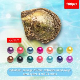 6-7mm Round Saltwater Akoya Cultured Pearl in Oyster for Pearl Party Jewelry Making Vacuum Package of 100pcs