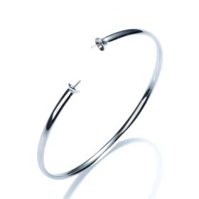 Polished 925 Sterling Silver Simple Bangle for DIY Jewelry Findings