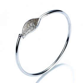 Lotus Leaf Design 925 Sterling Silver Bangle Base Mountings for DIY Jewelry