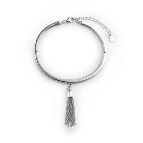 Tassel Bangle CZ Pave Studded 925 Silver Bracelet DIY Jewelry Findings with Beads Base