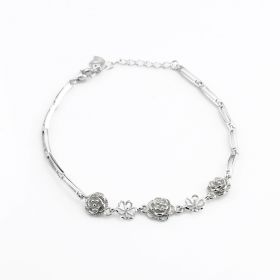 Flower 925 Sterling Silver Bracelet Jewelry Findings /Mounting/Setting