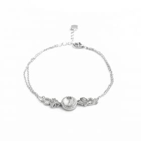 Butterfly heart zircon 925 sterling silver chain bracelet setting for pearl
