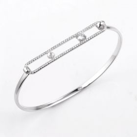 Unique Design Zircons 925 Sterling Silver Bangle Pearl Mountings for DIY Jewelry Accessory