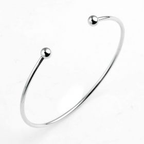 925 Silver Bangle Cuff Bracelet with Screw End for European Bead Charms