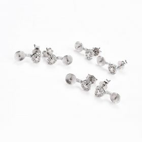 925 Sterling Silver Heart Stud Earring Mountings/Findings DIY Jewelry Accessories