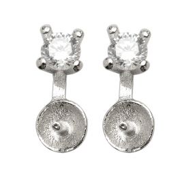 925 Silver Clear CZ Stone Stud Earrings Findings for Women Jewelry Making