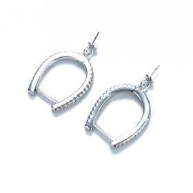 Sterling 925 Silver Earrings Findings with Clear Cubic Zirconia Inlay for DIY Jewelry Making