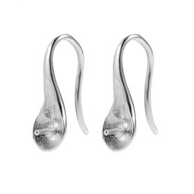 Simple Plain Half Drilled Pearl Beads Hook Earring Mountings Sterling Silver