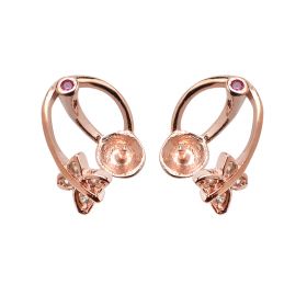 Rose Gold Plated Shiny Butterfly 925 Silver Pierced Stud Earring Findings for Girls