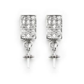 925 Silver Cubic Zirconia Stud Earrings Findings Components 9EM42