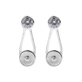 Simple 925 Silver Zircon Stud Earring Findings/Mounting/ Setting