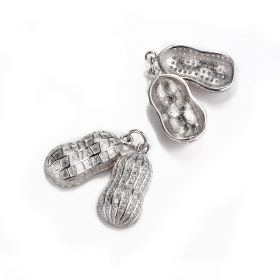 Peanut-shaped 925 Sterling Silver Pendant Settings Clear CZ