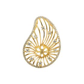 Filigree Pendant Base Gold Plated 925 Sterling Silver Pearl Semi Mounting for Jewelry DIY