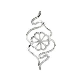 Unique Shape Blank Pendant Jewelry Sterling 925 Silver Mount for Attaching Pearls 12-13mm