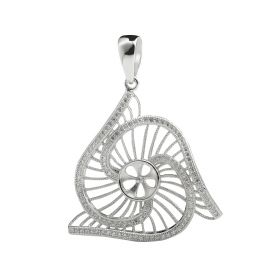 Spiral Pendant Mount Big 925 Sterling Silver Zircon Jewelry Blanks for 10-11mm Pearl or Beads