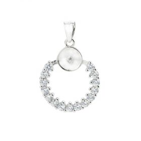 Shiny Circle Pendant 925 Sterling Silver Pearl Mountings with Zircon Surrounded