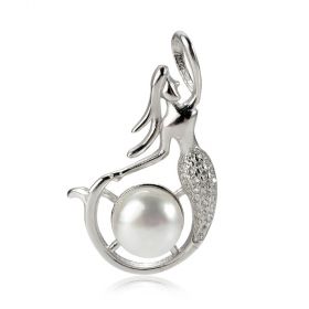 925 Sterling Silver Freshwater Pearl Mermaid Charms Pendant