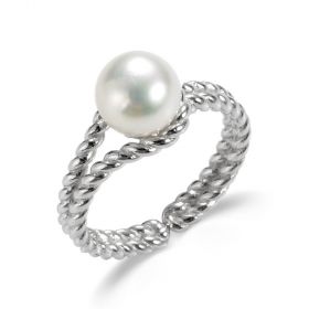 Sterling Silver Solitaire Freshwater Pearl Twisted Band Rings Adjustable