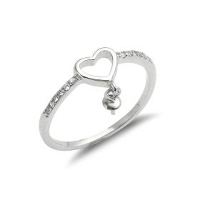 Heart Sterling 925 Silver Ring Base for DIY Making 9RM115
