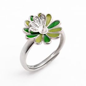 Exquisite Enamel Flower Ring Jewelry Accessory 925 Silver Findings/Mounting