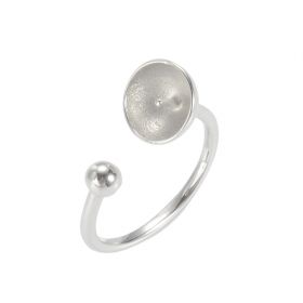 925 Sterling Silver Adjustable Ring Mounts Fittings with Pearl Bead Cup Pin Bail for Women DIY Jewelry Making