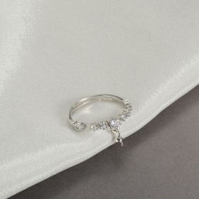 925 Sterling Silver Adjustable Dangle Ring Mount with Blank Drop Pearl Peg Cup Setting