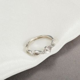 Rope Design Band Ring Sterling Silver Mounts with Blank Seat for Pearl Jewelry DIY