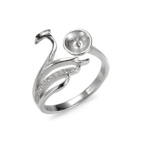 Swan Design Sterling Silver Pearl Ring Mounting for Women DIY Jewelry Making